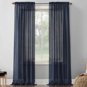 Sheer Navy Curtains